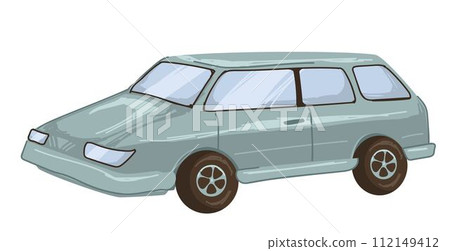 Retro mini van of 1990s, old car vintage transport 112149412