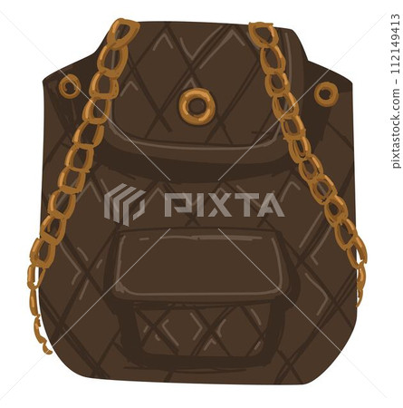 Leather bag with decorative chains and pockets 112149413