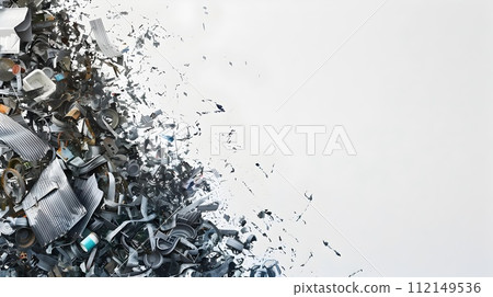 Minimalist Style Recycling Concept with Metal Waste and Computer Parts 112149536