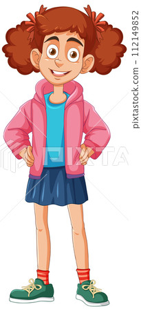 Cheerful Young Girl in Casual Outfit Cheerful Young Girl in Casual Outfit 112149852