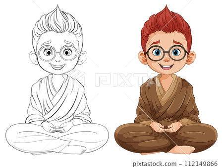 Meditating Boy: From Sketch to Color Meditating Boy: From Sketch to Color 112149866