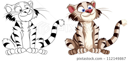Cheerful Cartoon Tiger Illustration Cheerful Cartoon Tiger Illustration 112149867