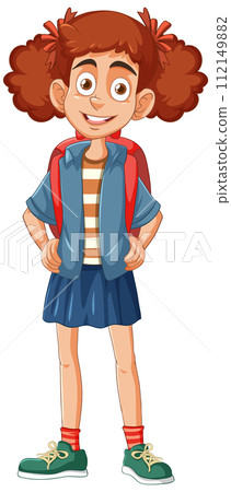 Happy Schoolgirl Ready for Class 112149882