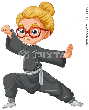Confident Young Karate Girl Posing 112149892