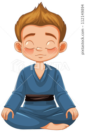 Young Boy Practicing Mindfulness Meditation 112149894