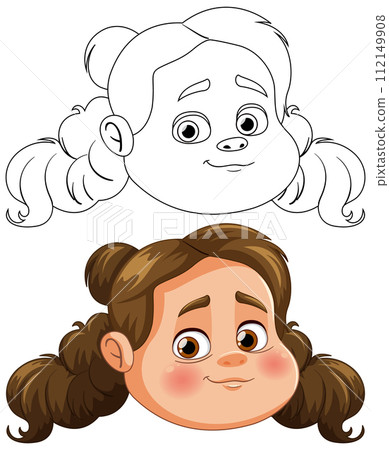 Cheerful Girl Vector Illustration Set 112149908