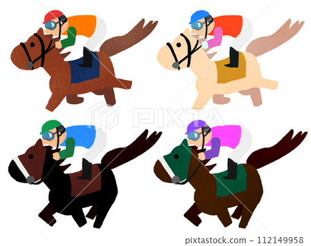 Jockey and horse running in a horse race 112149958