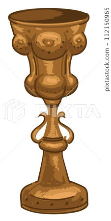 Golden vintage goblet with ornaments, retro cup Golden vintage goblet with ornaments, retro cup 112150965