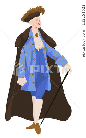 Rococo or baroque man with walking stick vector 112151022