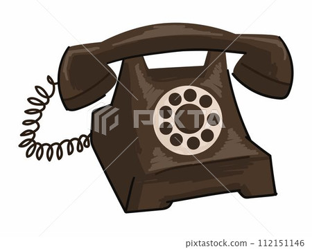 Vintage telephone with rotary system and numbers 112151146
