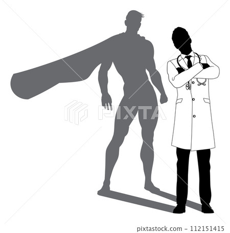 Superhero Doctor With Super Hero Shadow Silhouette Superhero Doctor With Super Hero Shadow Silhouette 112151415
