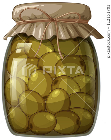 Jar of Pickled Olives Vector Illustration 112151703