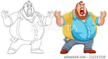 Angry Cartoon Man Expressing Discontent Angry Cartoon Man Expressing Discontent 112151720