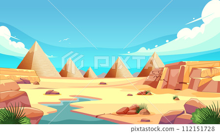 Sunny Desert Landscape with Pyramids Sunny Desert Landscape with Pyramids 112151728
