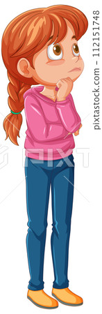 Pensive Girl in Casual Attire 112151748