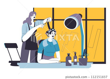 Woman having hairdo in hairdressers beauty salon Woman having hairdo in hairdressers beauty salon 112151837