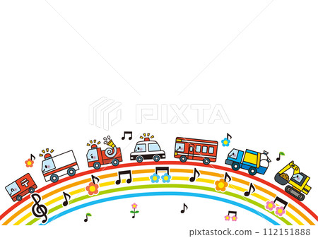 框架、車輛、汽車、工作車、生日、兒童、事件、派對、彩虹、可愛、幼兒園、幼兒園、 112151888
