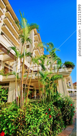 Scenery of a tropical resort hotel 112151999