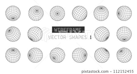 Globe grid spheres. Wireframe 3D spheres geometry globe grid. spherical grid globe shapes isolated. Globe grid spheres. Wireframe 3D spheres geometry globe grid. spherical grid globe shapes isolated. 112152455