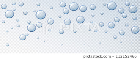 Water drops Illuminating. Realistic dropson the surface. Isolated liquid on transparent background 112152466