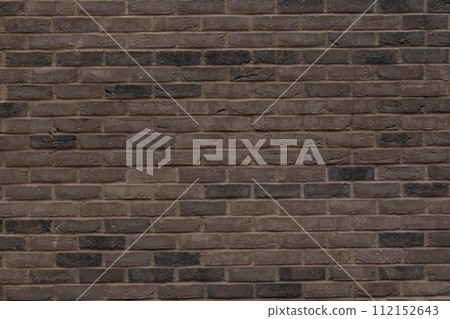 Urban Brown Brick Wall Texture in Aged Construction, Grunge Stone Pattern on Solid Surface, Abstract Old Building Block Background 112152643