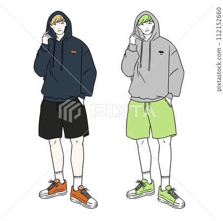 派克大衣短褲男士時尚 112152660