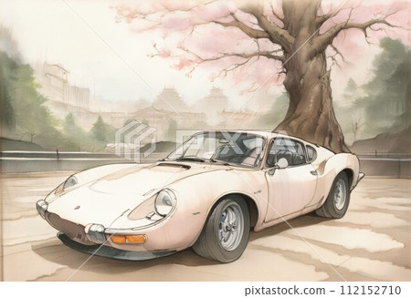 [Car] Cherry Blossom & Classic Car Cherry blossom classic car (AI generated image) 112152710