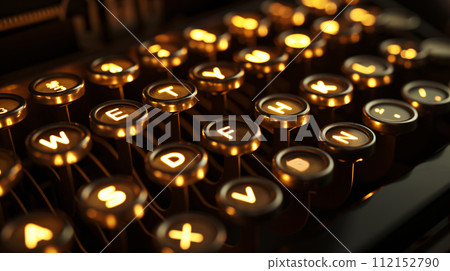 a vintage typewriter, bathed in soft, directional light a vintage typewriter, bathed in soft, directional light 112152790
