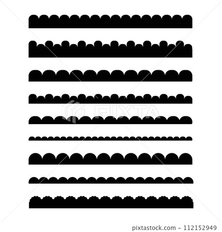 Scalloped border simple divider ornament edge cutout decoration isolated on white background.  112152949
