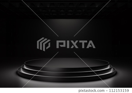 premium black tone displaying products podium by Generative AI 112153159