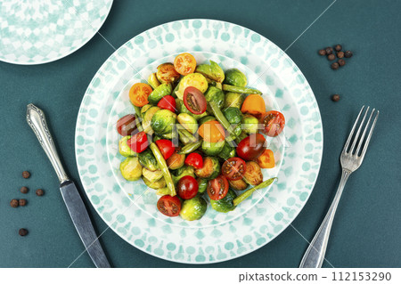 Vegetable salad with Brussels sprouts. Vegetable salad with Brussels sprouts. 112153290