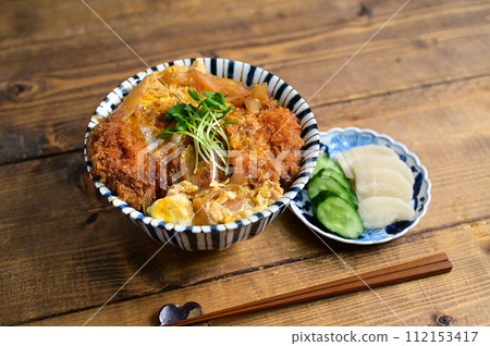 Katsudon and pickles Katsudon and pickles 112153417
