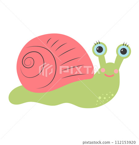 Cute little snail. Vector illustration isolated on white background. 112153920