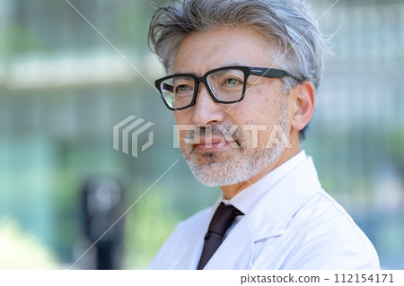 Senior male white coat 112154171