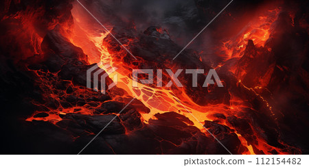 Dramatic volcanic lava eruption 112154482