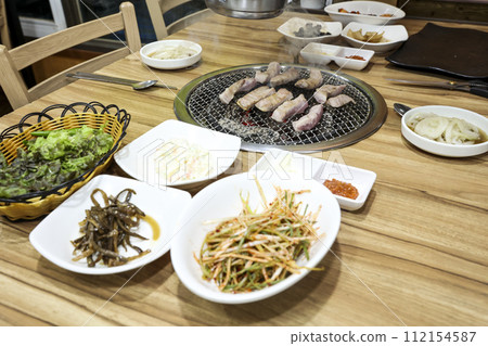 Korea bbq. pork shoulder butt. pork neck 112154587