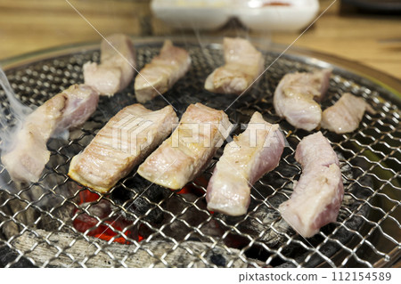Korea bbq. pork shoulder butt. pork neck 112154589