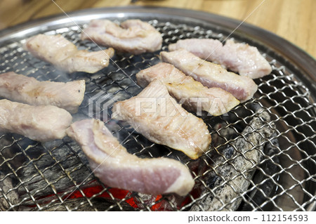 Korea bbq. pork shoulder butt. pork neck 112154593