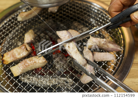 Korea bbq. pork shoulder butt. pork neck 112154599