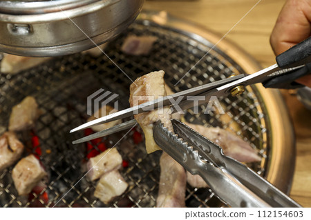 Korea bbq. pork shoulder butt. pork neck 112154603