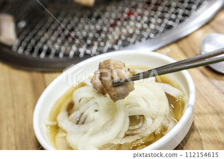 Korea bbq. pork shoulder butt. pork neck 112154615