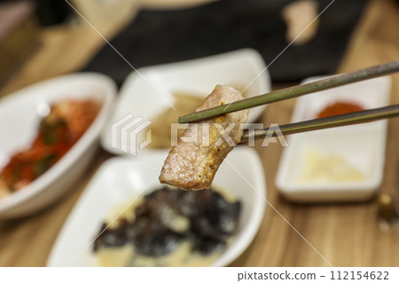 Korea bbq. pork shoulder butt. pork neck 112154622