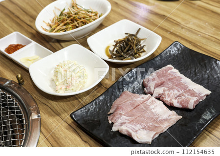 Korea bbq. pork shoulder butt. pork neck 112154635