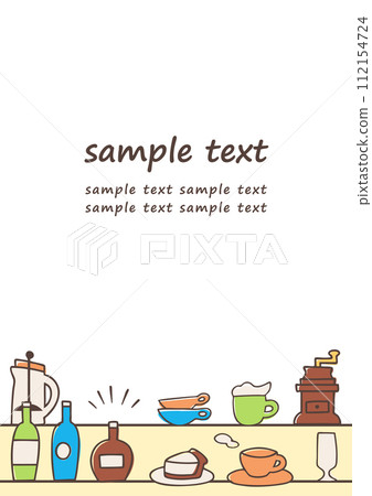 手繪咖啡館物品的框架 手繪咖啡館物品的框架 112154724