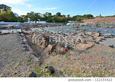 Stone wall excavation site of the large castle tower of Sunpu Castle, Shizuoka Prefecture Stone wall excavation site of the large castle tower of Sunpu Castle, Shizuoka Prefecture 112155422