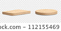 Realistic wood pedestals podium, empty stages wooden exhibit displays 112155469