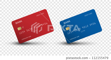 Realistic Detailed 3d style different credit debit cards mockups 112155479