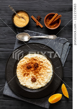 rizogalo, creamy greek rice pudding in a bowl 112155683