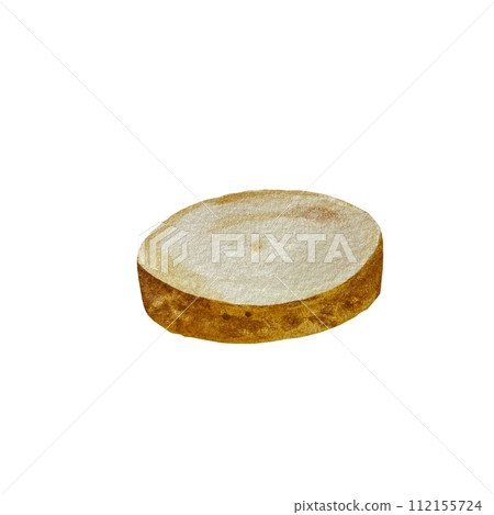 Potato brown oval lying slice watercolor sketch 112155724