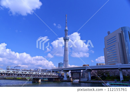 Sumida River and Sky Tree on a clear day 112155761